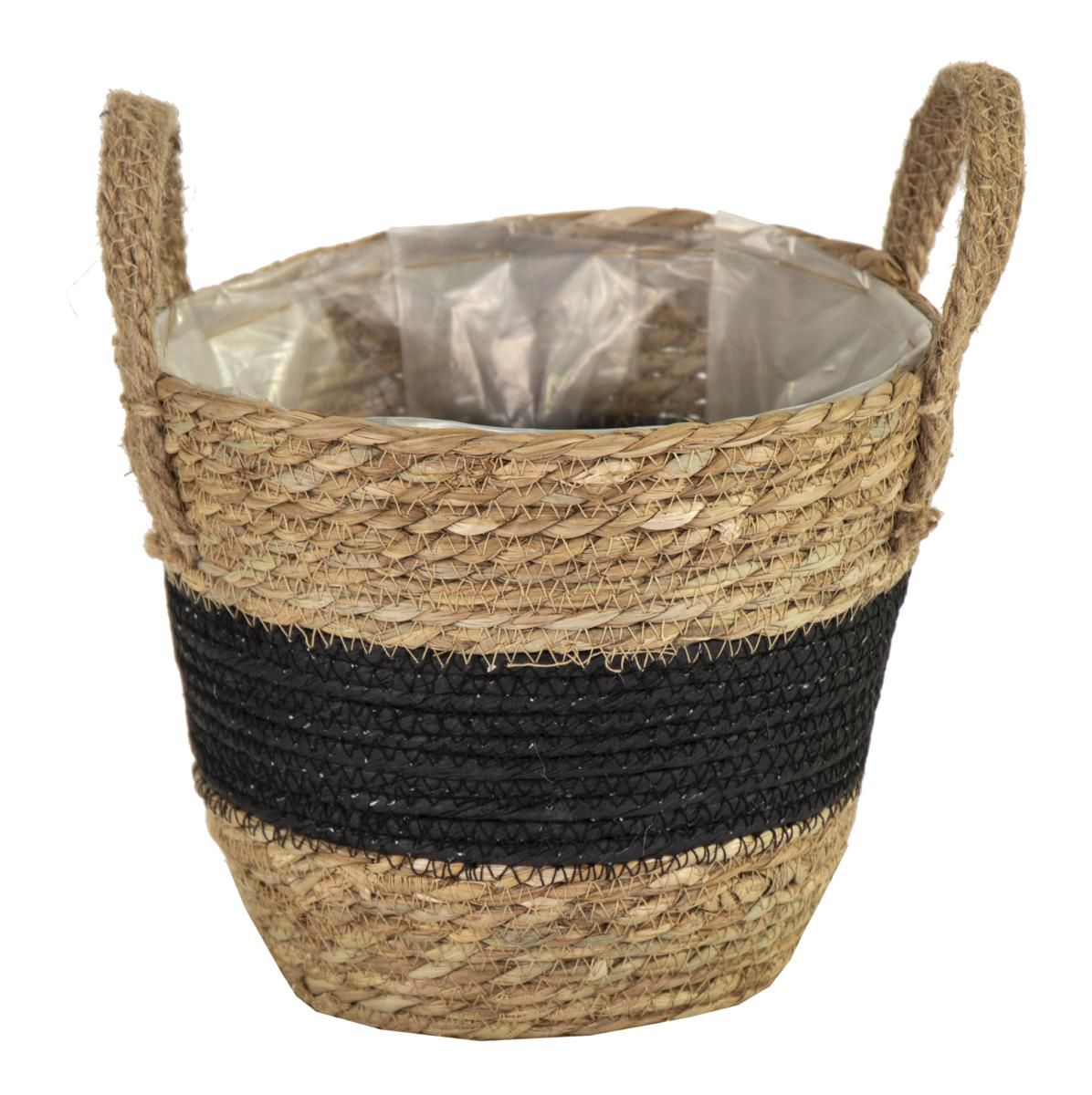 CESTO C/MANICI D.22 CM H.21 CM -ALBA- NATURALE/NERO