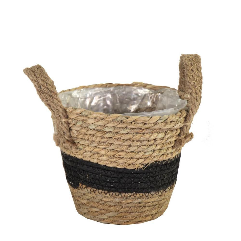 CESTO C/MANICI D.18 CM H.16 CM -ALBA- NATURALE/NERO