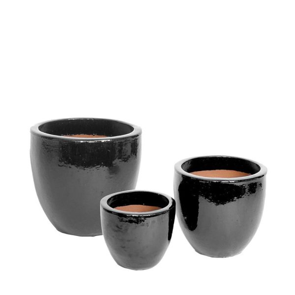SET 3 VASI CERAMICA D.22-30-38 H.21-26-32 CM -EGG- NERO LUCIDO SET 3 VASI CERAMICA D.22-30-38 H.21-26-32 CM -EGG- NERO LUCIDO