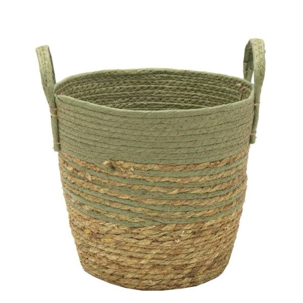 CESTO C/MANICI D.22 CM H.21 CM -HAYDEN- NATURALE/VERDE CESTO C/MANICI D.22 CM H.21 CM -HAYDEN- NATURALE/VERDE