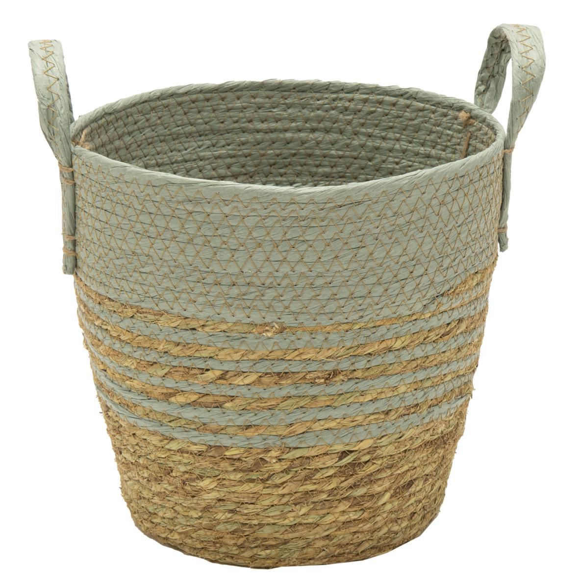 CESTO C/MANICI D.25 CM H.24 CM -HAYDEN- NATURALE/SALVIA
