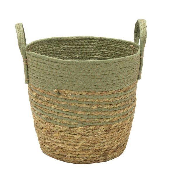 CESTO C/MANICI D.25 CM H.24 CM -HAYDEN- NATURALE/VERDE CESTO C/MANICI D.25 CM H.24 CM -HAYDEN- NATURALE/VERDE