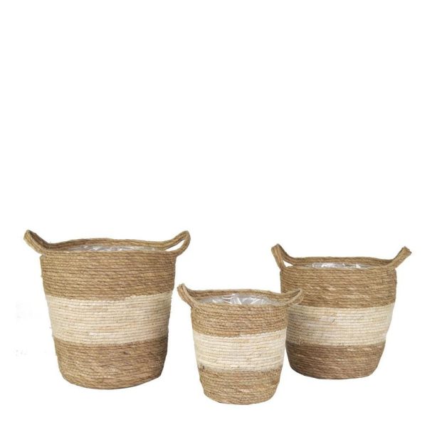SET 3 CESTI D.24-29-33 CM H.25-30-35 CM -HAYDEN- NATURALE/VERDE SET 3 CESTI D.24-29-33 CM H.25-30-35 CM -HAYDEN- NATURALE/VERDE