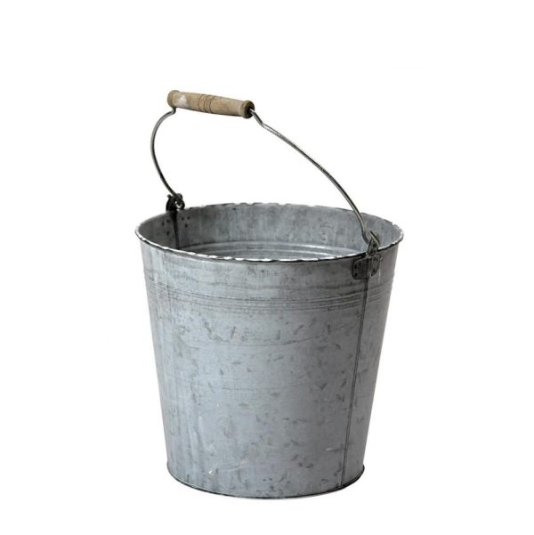 SECCHIELLO LATTA C/MANICO LEGNO D.20 CM H.17 CM GRIGIO VINTAGE SECCHIELLO LATTA C/MANICO LEGNO D.20 CM H.17 CM GRIGIO VINTAGE