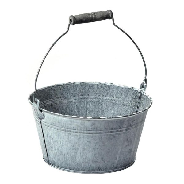 SECCHIELLO LATTA C/MANICO LEGNO D.20 CM H.10 CM GRIGIO VINTAGE SECCHIELLO LATTA C/MANICO LEGNO D.20 CM H.10 CM GRIGIO VINTAGE