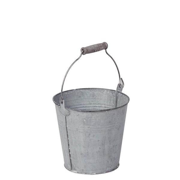 SECCHIELLO LATTA C/MANICO LEGNO D.15 CM H.13 CM GRIGIO VINTAGE SECCHIELLO LATTA C/MANICO LEGNO D.15 CM H.13 CM GRIGIO VINTAGE