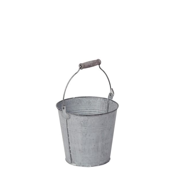 SECCHIELLO LATTA C/MANICO LEGNO D.13 CM H.12 CM GRIGIO VINTAGE SECCHIELLO LATTA C/MANICO LEGNO D.13 CM H.12 CM GRIGIO VINTAGE