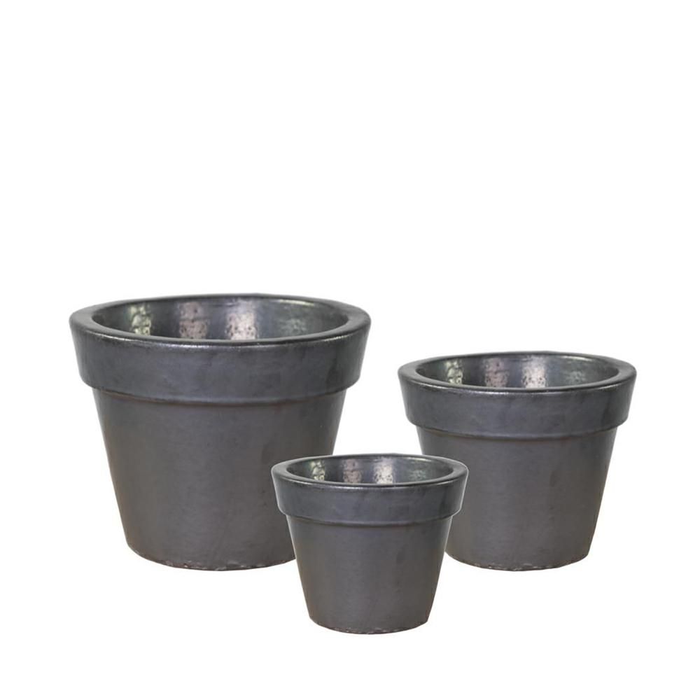 SET 3 VASI CERAMICA D.18-27-38 H.16-20-30 CM NERO MATT SET 3 VASI CERAMICA D.18-27-38 H.16-20-30 CM NERO MATT