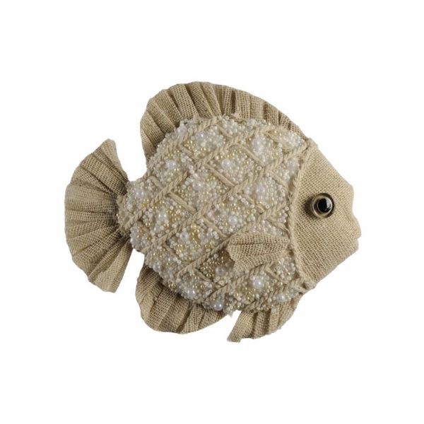 PESCE JUTA D/APP.C/PERLINE 12X10CM. NATURALE PESCE JUTA D/APP.C/PERLINE 12X10CM. NATURALE