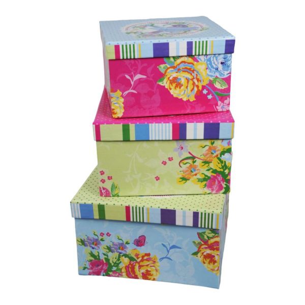 SET 3 SCATOLE CARTA FLOWERS QUAD.ASS.MULTIC. SET 3 SCATOLE CARTA FLOWERS QUAD.ASS.MULTIC.