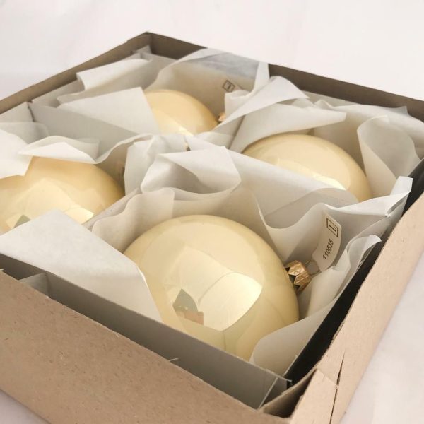 SET 4 SFERE VETRO MM.100 CREMA PERLATO