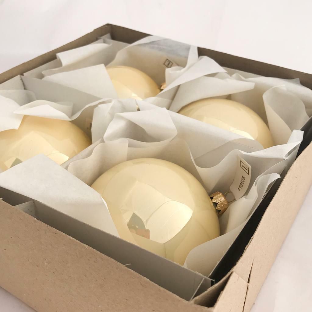 SET 4 SFERE VETRO MM.100 CREMA PERLATO