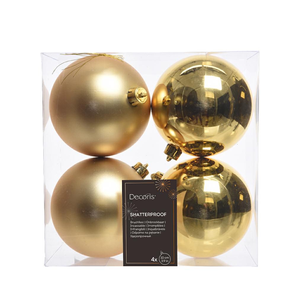 SET 4 SFERE POLY MM.100ASS. LUCIDO/SATINATO ORO CHIARO