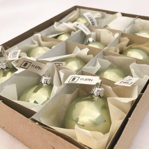 SET 12 SFERE VETRO MM.50 VERDE SALVIA PERLATO