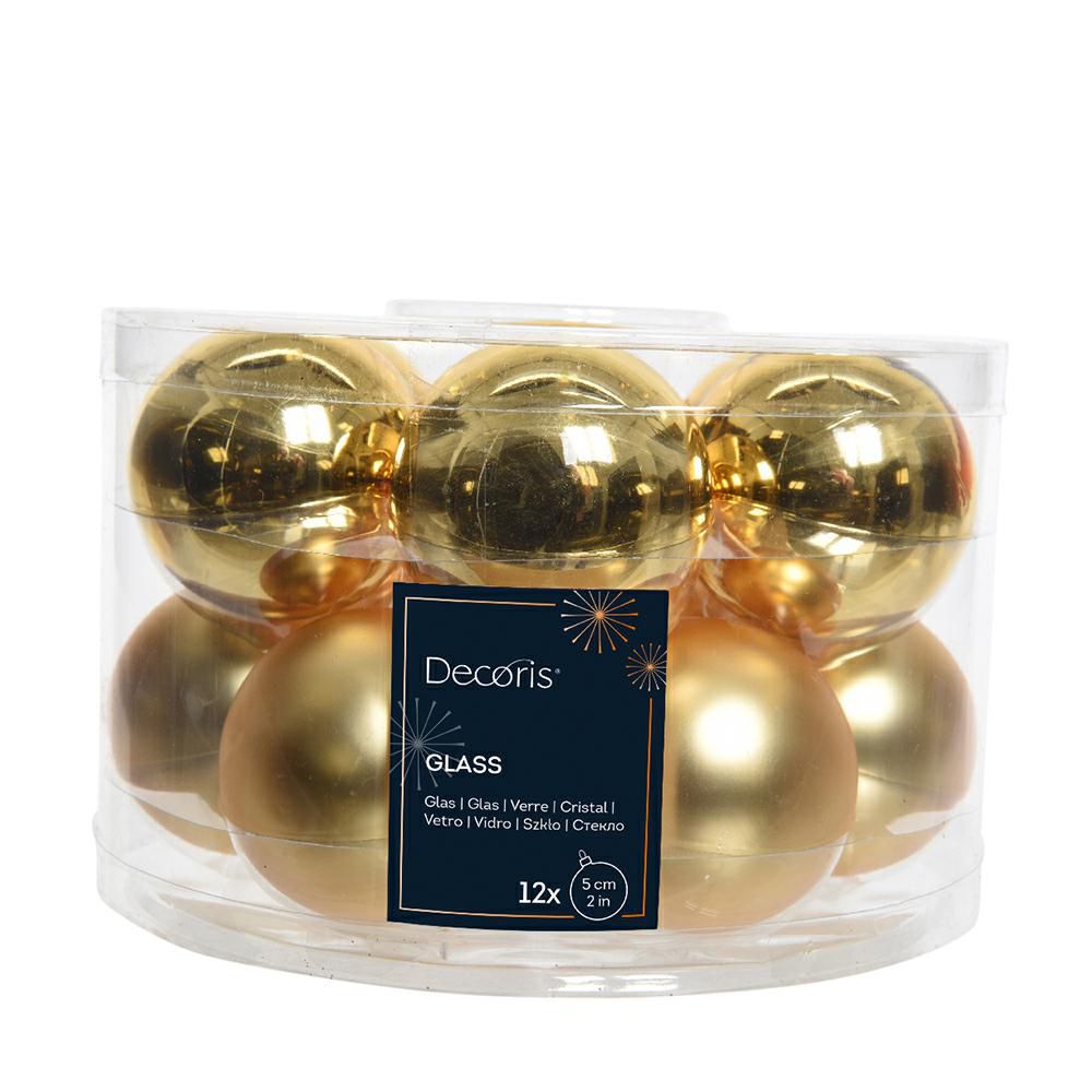 SET 12 SFERE VETRO MM.50 LUCIDO/SATINATO ORO CHIARO SET 12 SFERE VETRO MM.50 LUCIDO/SATINATO ORO CHIARO