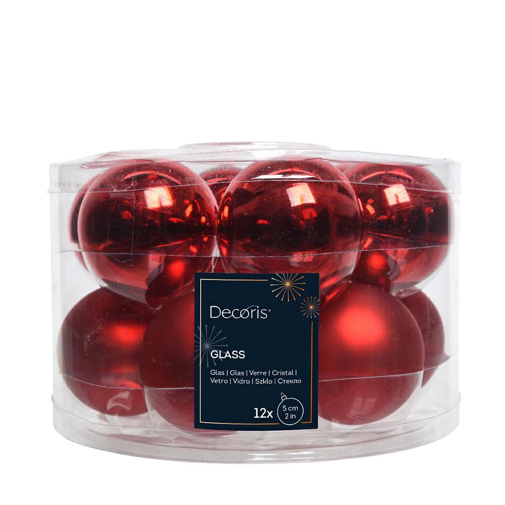 SET 12 SFERE POLY MM.50LUCIDO/SATINATO ROSSO