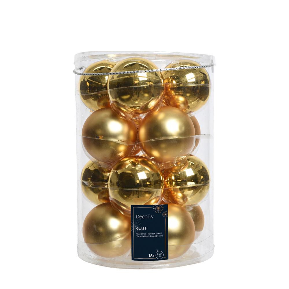 SET 16 SFERE VETRO MM.80 LUCIDO/SATINATO ORO CHIARO SET 16 SFERE VETRO MM.80 LUCIDO/SATINATO ORO CHIARO