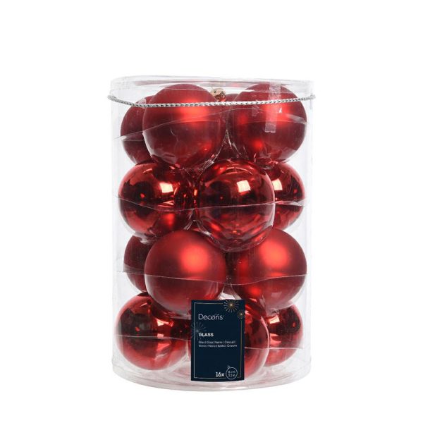 SET 16 SFERE VETRO MM.80 LUCIDO/SATINATO ROSSO SET 16 SFERE VETRO MM.80 LUCIDO/SATINATO ROSSO