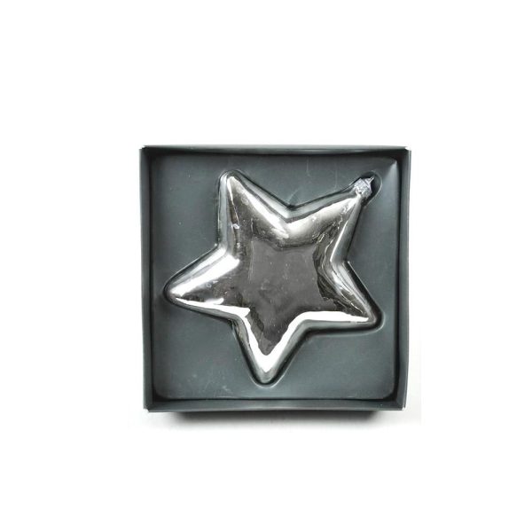 STELLA VETRO D.15 CM. C/NASTRO BIANCO D/APP ARGENTO