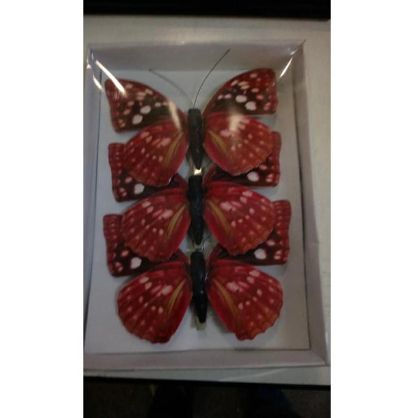 SET 3 FARFALLE PICK CM.15 ROSSO/MARRONE SET 3 FARFALLE PICK CM.15 ROSSO/MARRONE