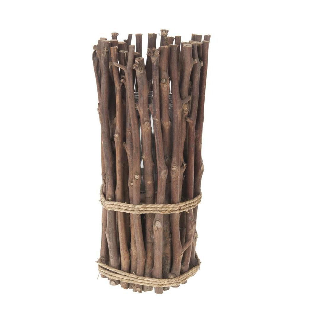 PORTACANDELA RAMETTI VITE C/VASO VETRO D17H40 NATURALE