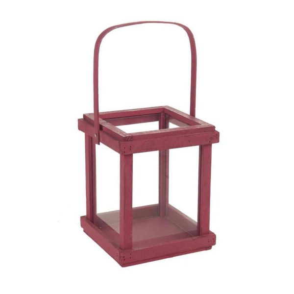 LANTERNA LEGNO 17X17X21ROSSO CHIARO LANTERNA LEGNO 17X17X21ROSSO CHIARO