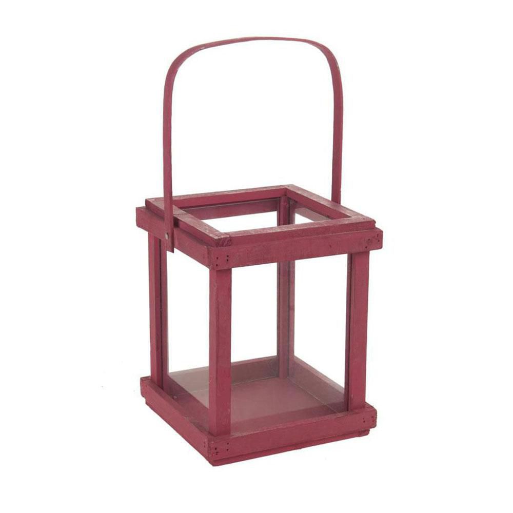 LANTERNA LEGNO 17X17X21ROSSO CHIARO LANTERNA LEGNO 17X17X21ROSSO CHIARO