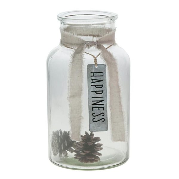 BOTTIGLIA VETRO C/TARGHETTA MET.-HAPPINESS-14X26 TRASP. BOTTIGLIA VETRO C/TARGHETTA MET.-HAPPINESS-14X26 TRASP.