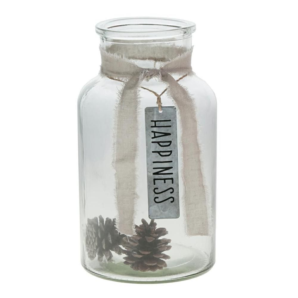 BOTTIGLIA VETRO C/TARGHETTA MET.-HAPPINESS-14X26 TRASP. BOTTIGLIA VETRO C/TARGHETTA MET.-HAPPINESS-14X26 TRASP.