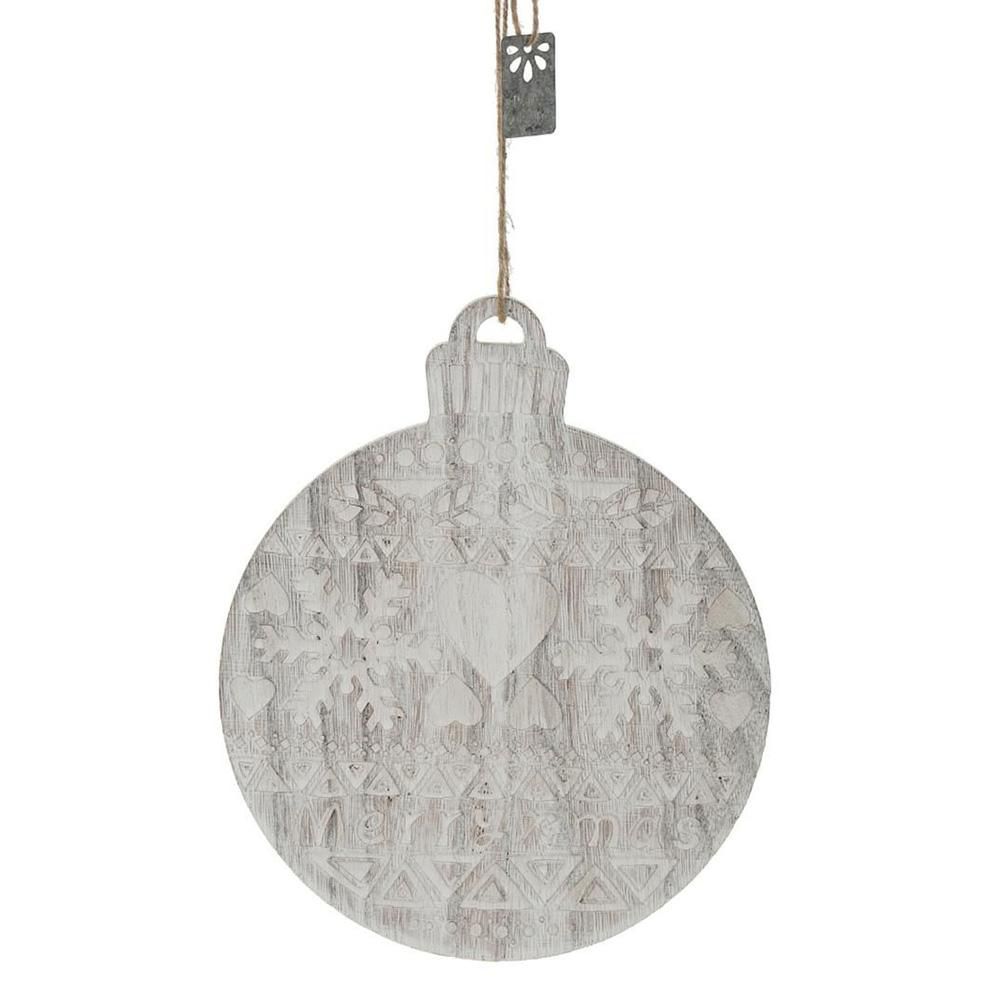 SFERA LEGNO 20X17 CM X-MAS- BIANCO WASH