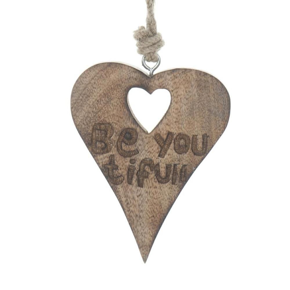 CUORE LEGNO -BE YOU TIFUL- 14X11X2 CM D/APP. MARRONE CHIARO