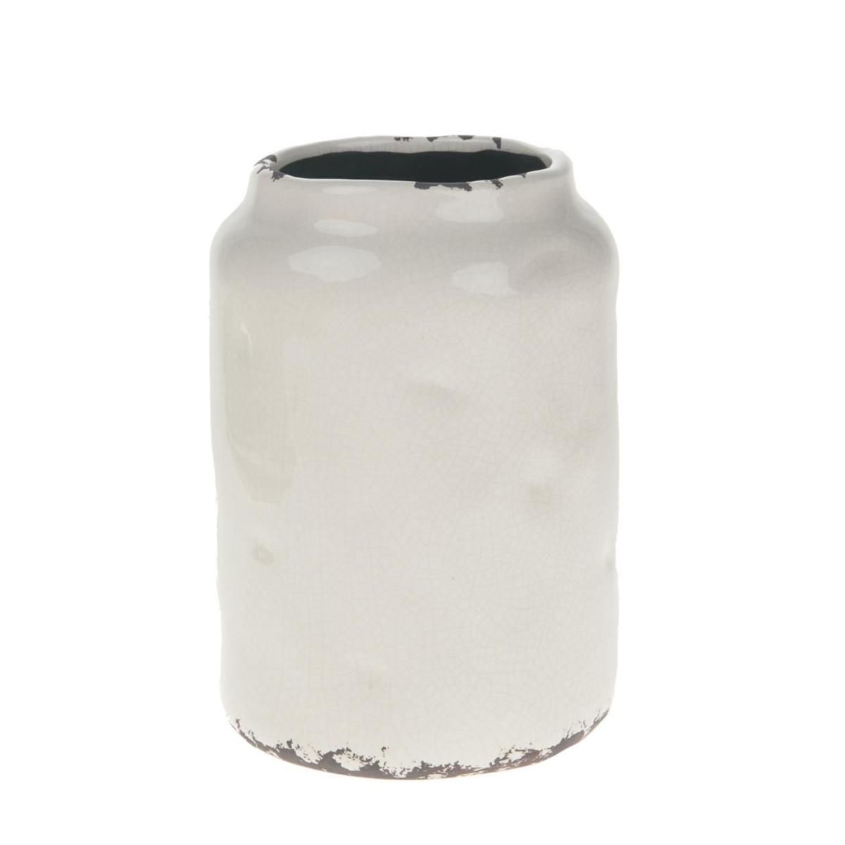 VASO CERAMICA D.14 CM H.20,5 CM BOCCA STRETTA BIANCO ANTIC. VASO CERAMICA D.14 CM H.20,5 CM BOCCA STRETTA BIANCO ANTIC.