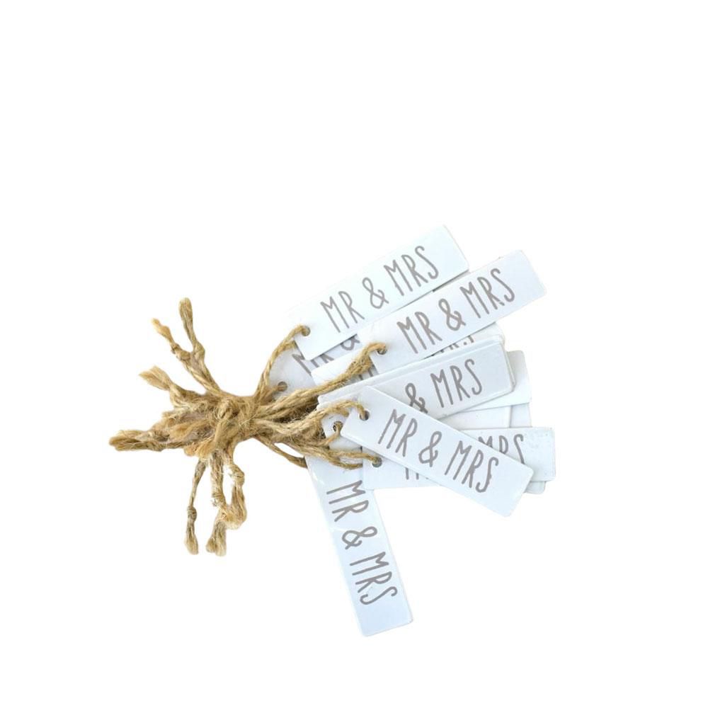 SET 15 TARGHETTE MET.-MR&MRS- 7X2 BIANCO/TORTORA