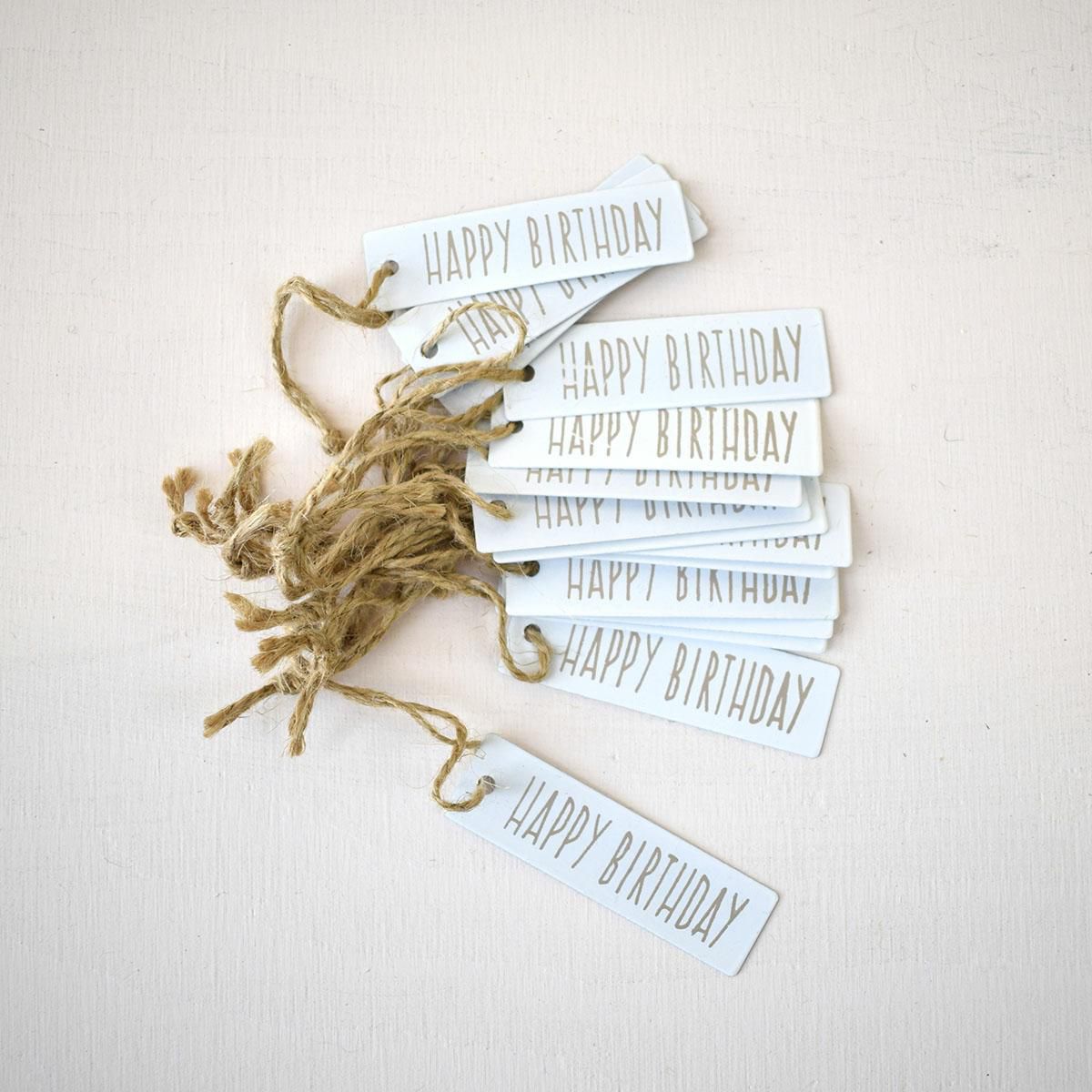 SET 15 TARGHETTE MET.-HAPPY BIRTHDAY- 7X2 BIANCO/TORTORA SET 15 TARGHETTE MET.-HAPPY BIRTHDAY- 7X2 BIANCO/TORTORA