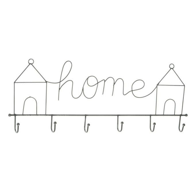 APPENDIABITI ZINCO 50X19X3 CM 6 GANCI -HOME- GRIGIO APPENDIABITI ZINCO 50X19X3 CM 6 GANCI -HOME- GRIGIO