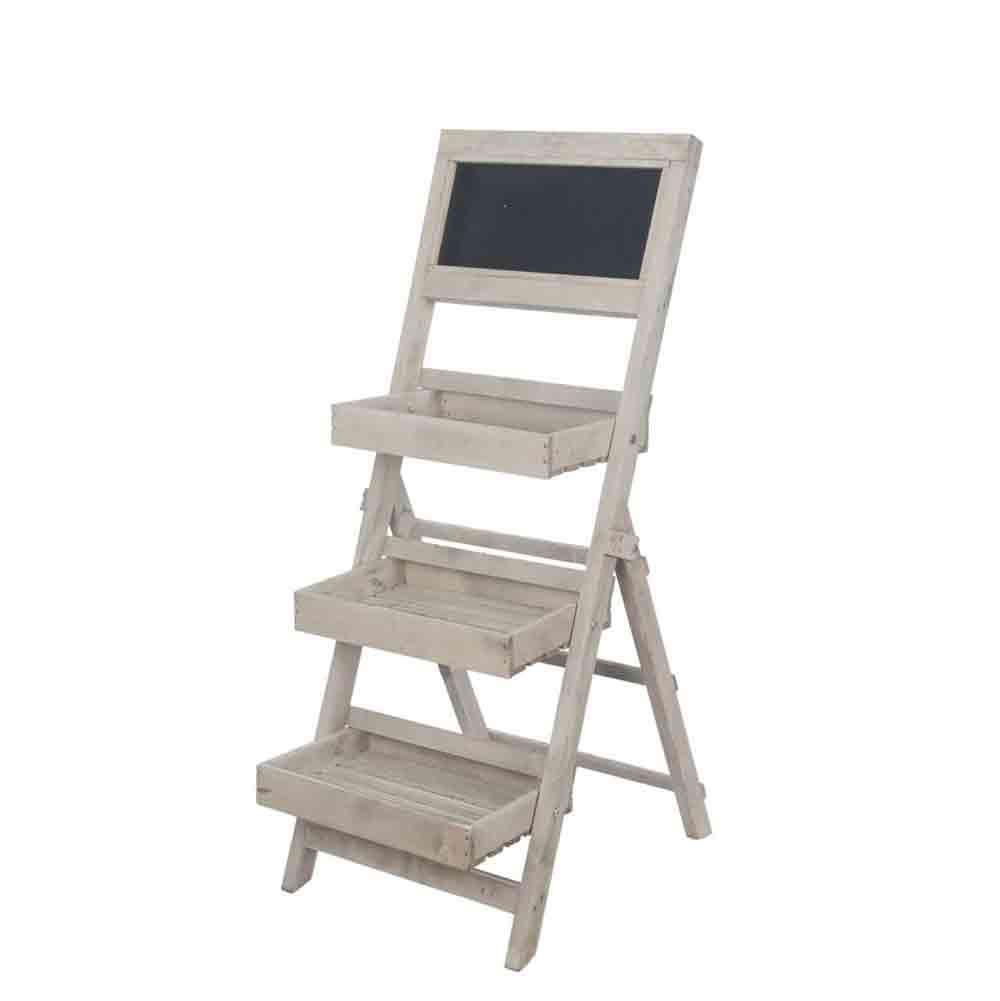 SCAFFALE LEGNO 62X105 CM 3 RIPIANI C/LAVAGNA NATURALE WASH