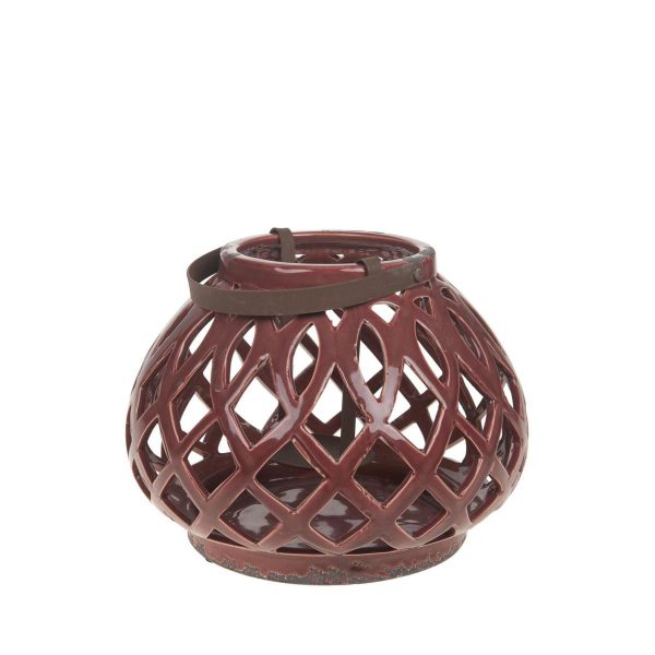 LANTERNA CERAMICA 26X26X20 ROSA SCURO