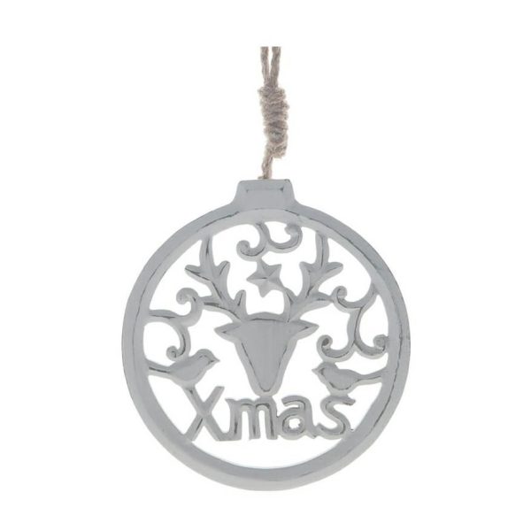 ADDOBBO LEGNO TONDO -XMAS- 13X13,5 CM BIANCO