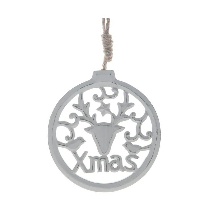 ADDOBBO LEGNO TONDO -XMAS- 13X13,5 CM BIANCO