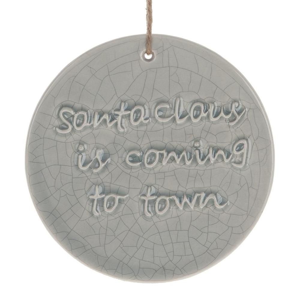 SFERA CERAMICA D.15,5 CM -SANTA CLAUS- D/APP. GRIGIO