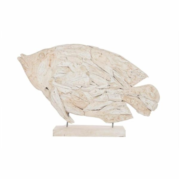 PESCE TEAK C/BASE 119 CM BIANCO SABBIATO PESCE TEAK C/BASE 119 CM BIANCO SABBIATO