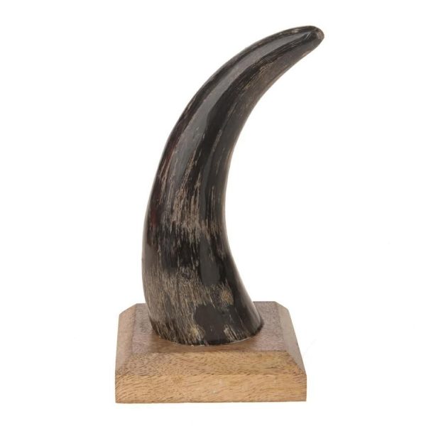 CORNO DI BUE 22 CM C/BASE LEGNO MANGO MARRONE/NERO CORNO DI BUE 22 CM C/BASE LEGNO MANGO MARRONE/NERO