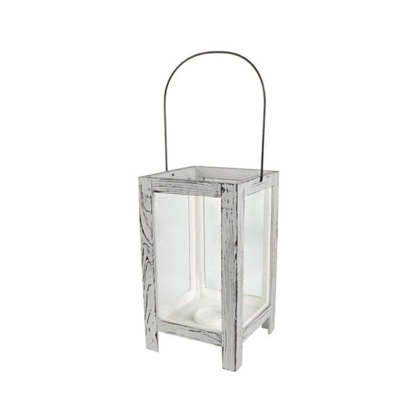 LANTERNA LEGNO 25X25X45CM BIANCA WASH LANTERNA LEGNO 25X25X45CM BIANCA WASH