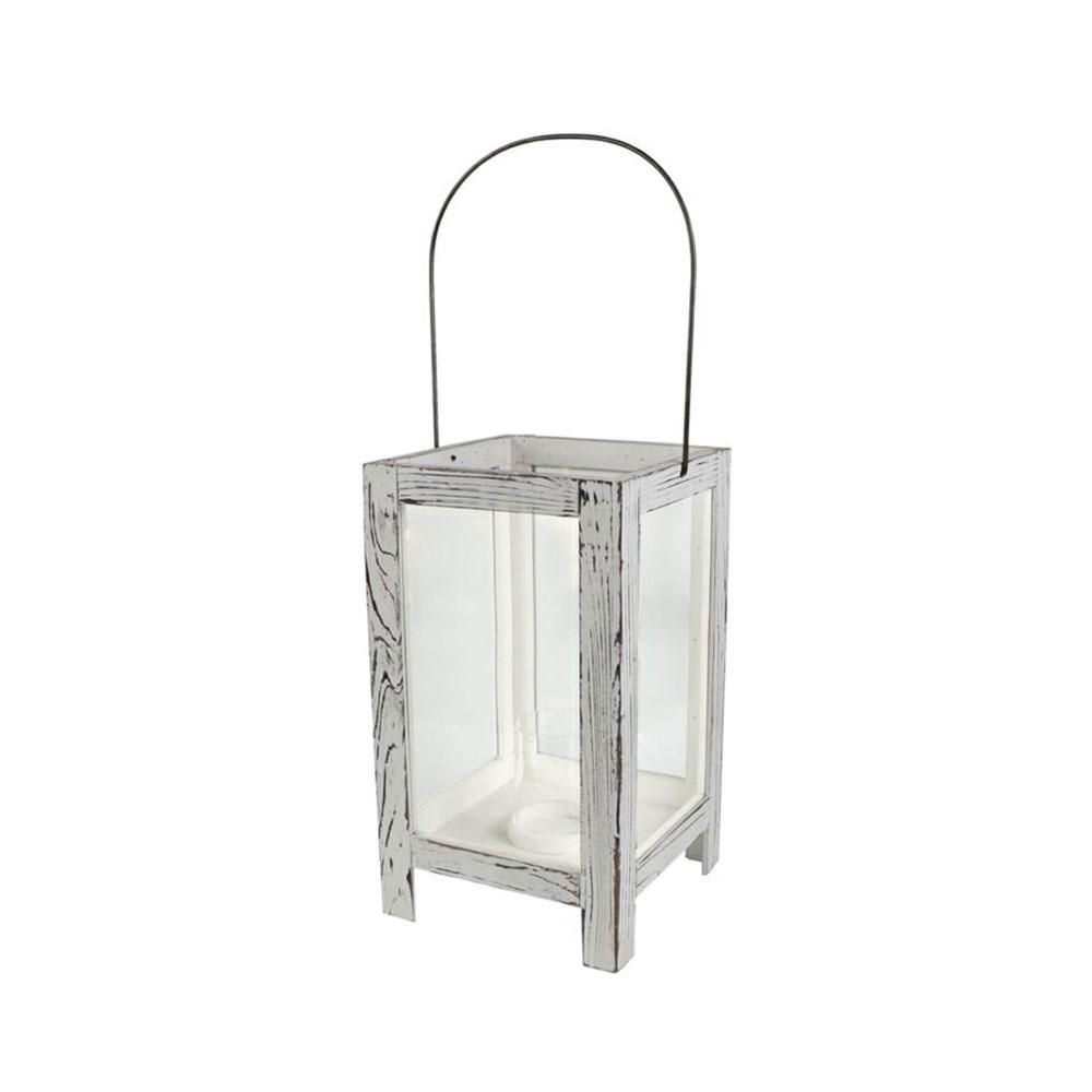 LANTERNA LEGNO 25X25X45CM BIANCA WASH LANTERNA LEGNO 25X25X45CM BIANCA WASH