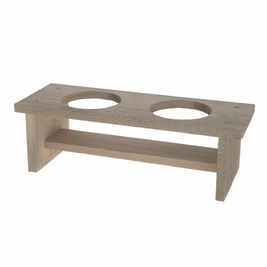 ALZATA LEGNO C/2 BUCHI 38X14X12 CM GRIGIO WASH