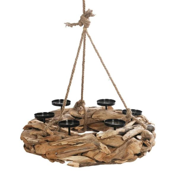 CORONA D/APPENDERE TEAK6 FUOCHI D.60X 12H NATURALE CORONA D/APPENDERE TEAK6 FUOCHI D.60X 12H NATURALE