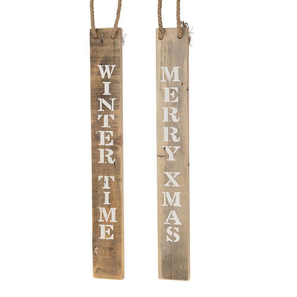 SET 2 CORNICI LEGNO 78X10X2,2 CM C/ SCRITTA ANTICATE