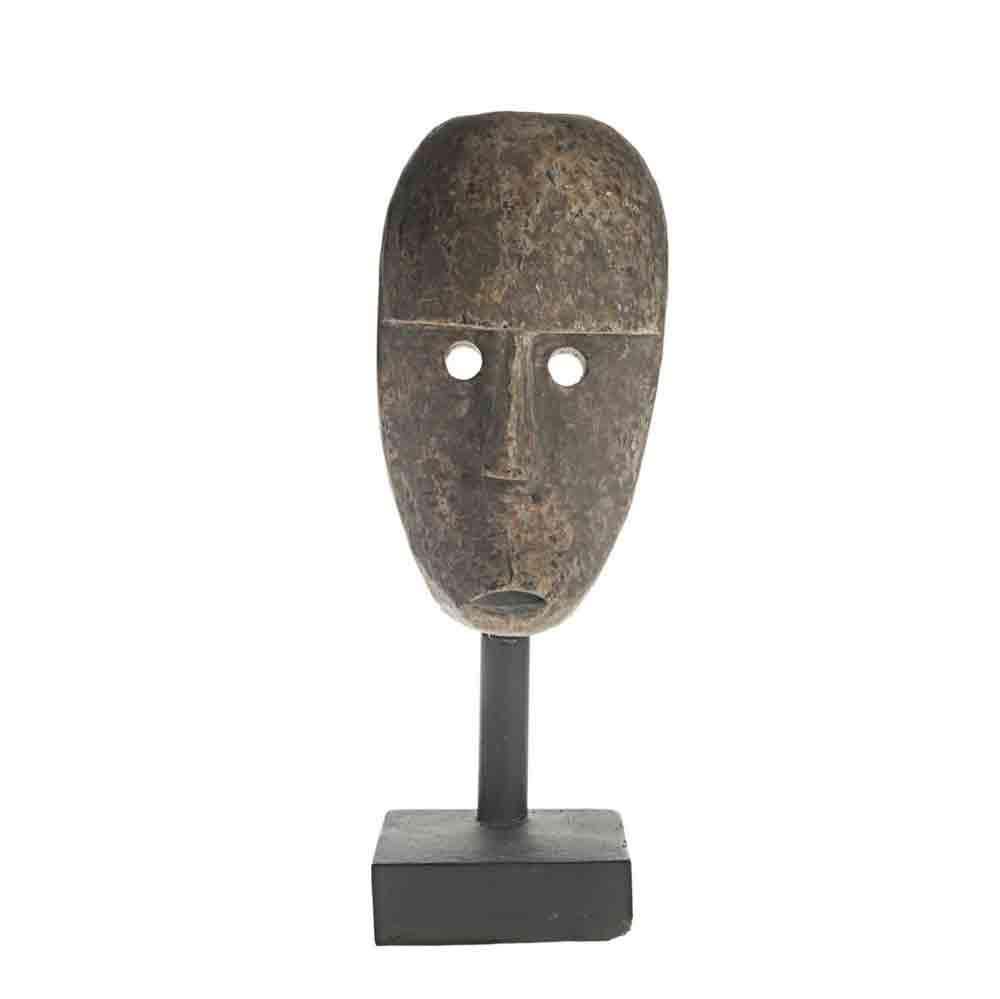 SCULTURA LEGNO -FACCIA-CON BASE 17X14 H50 CM MARRONE