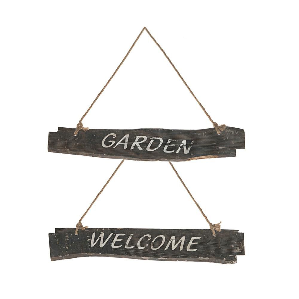 INSEGNA LEGNO -GARDEN-WELCOME- D/APP. 58X10 CM NATURALE