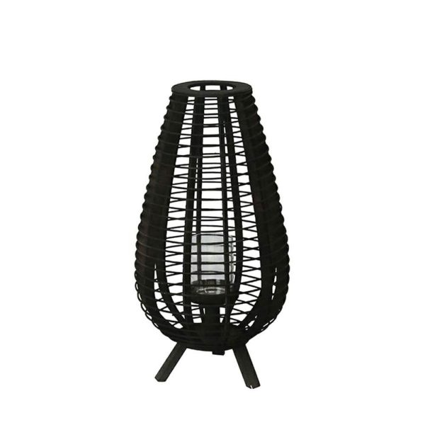 LANTERNA LEGNO S/PIEDINI 30X30X58 CM C/VETRO NERA LANTERNA LEGNO S/PIEDINI 30X30X58 CM C/VETRO NERA